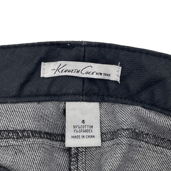 Kenneth Cole Sz 4 Jeans Coated Black Bootcut Flare Five Pocket Style Womens - Picture 6 of 7